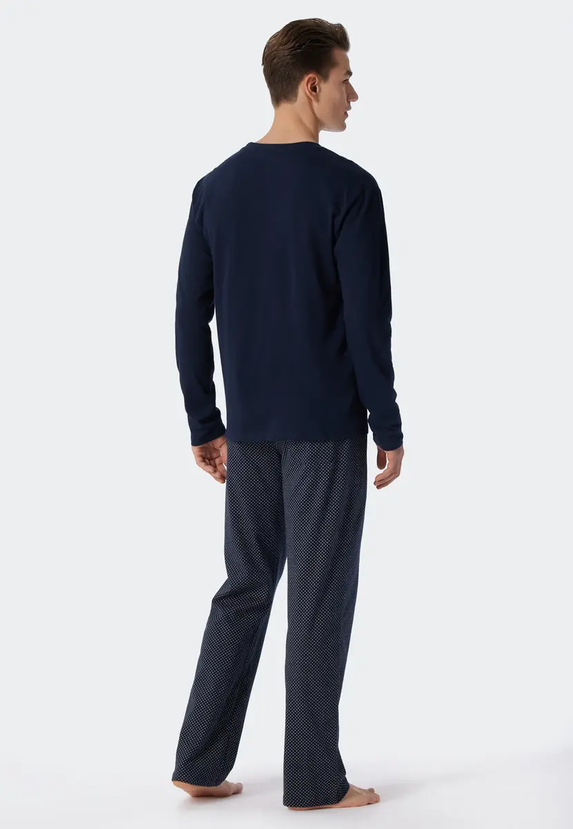 Schiesser heren pyjama extra lang - Blauw - NOS - Pyjama voor lange mannen - 100% katoen Schiesser heren pyjama extra lang - Blauw - NOS - Pyjama voor lange mannen - 100% katoen