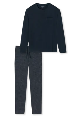 Schiesser heren pyjama extra lang - Blauw - NOS