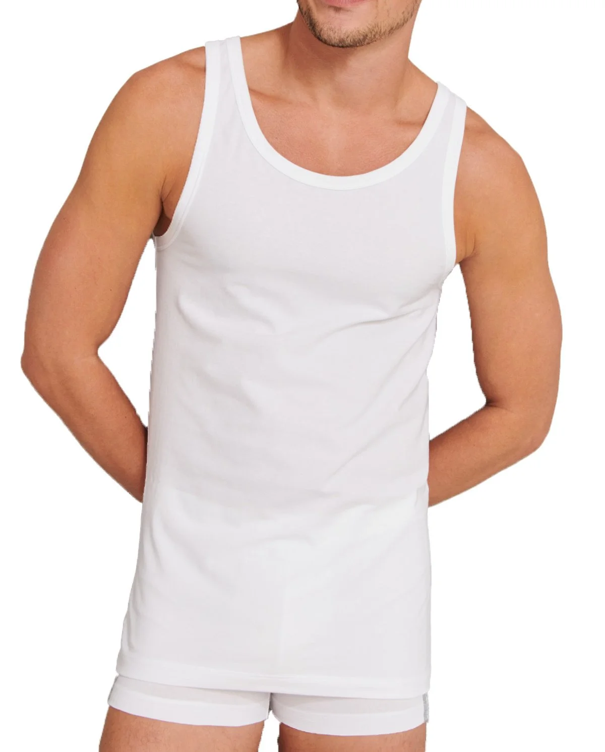 Beeren extra lang heren hemd - singlet - wit - Onderhemd mannen - 100% katoen