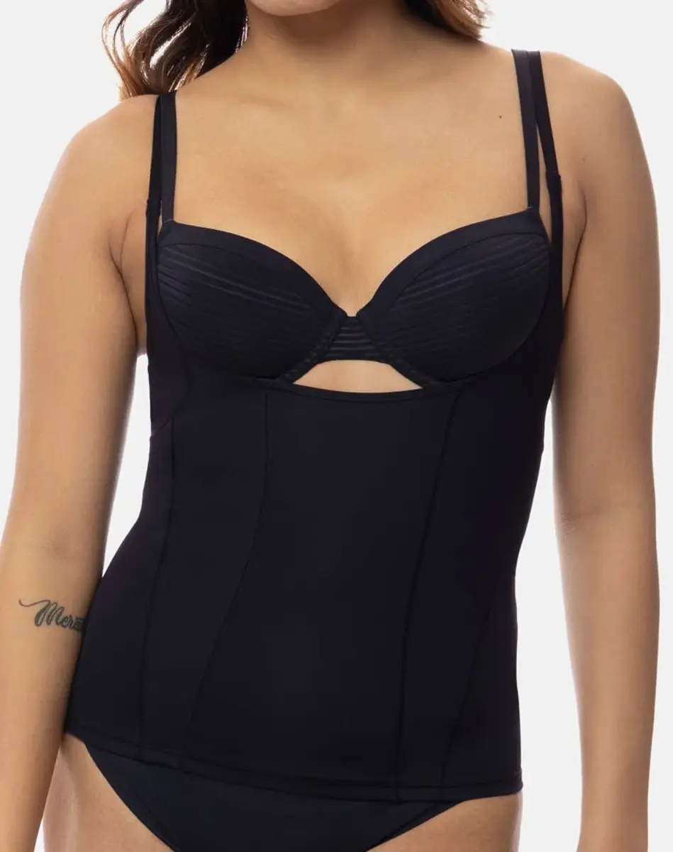 Dorina Corrigerend hemd dames - Medium control - Shapewear onderhemd zonder bh - Buik Corrigerend - Zwart en huidskleur