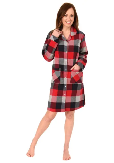 Normann flanellen dames nacthemd lange mouw - Creative Square Normann flanellen dames nacthemd lange mouw - Creative Square