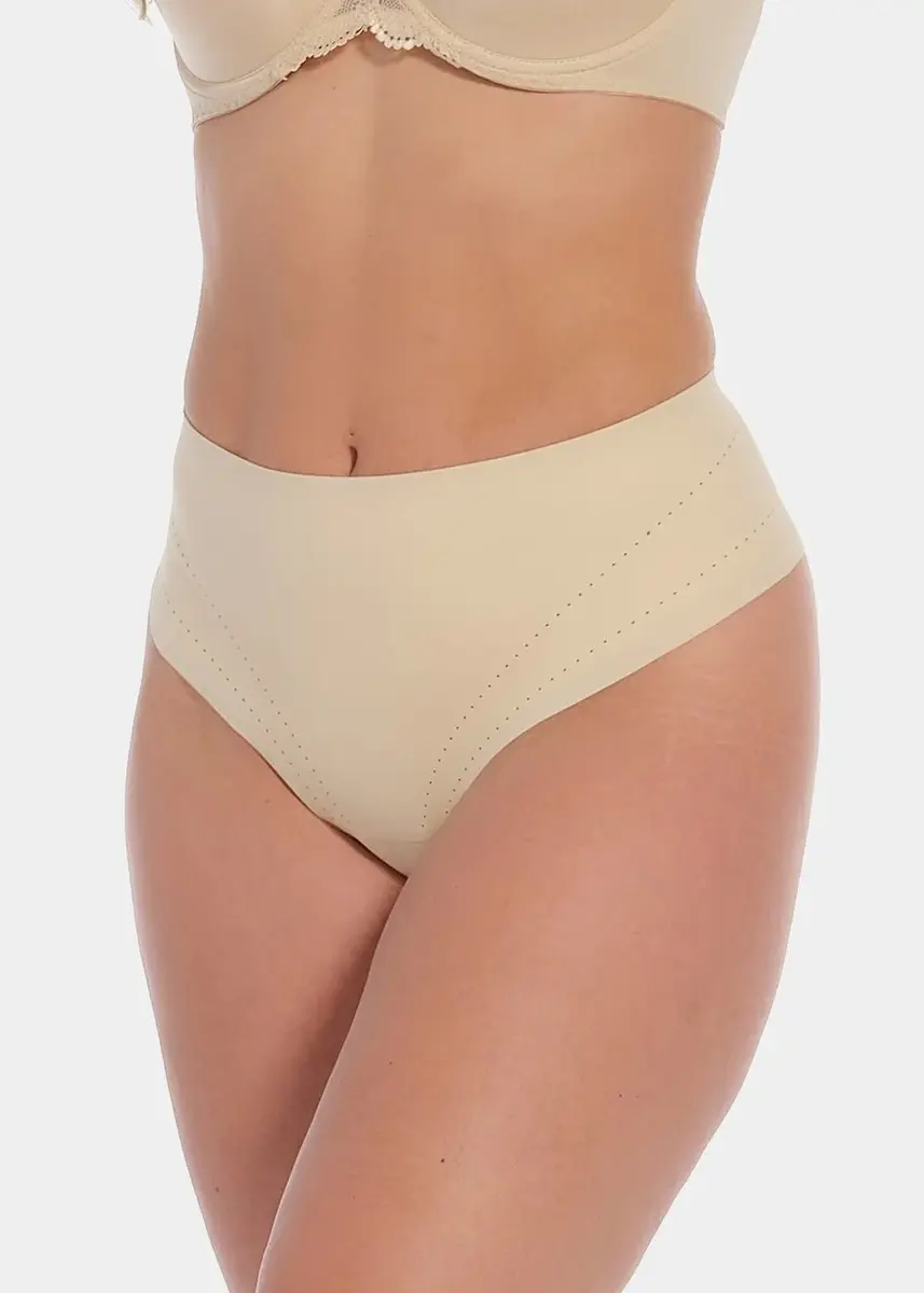 Magic sterk corrigerende string - Dream Shaper Thong - Buik corrigerende shapewear brief - Zwart - Huidskleur