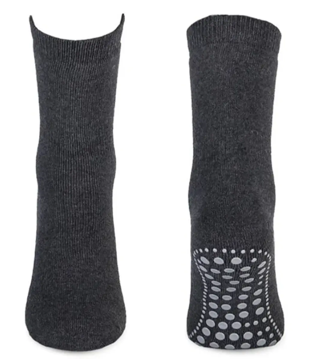 Basset Homepads Antislip sokken 1 paar - Antraciet - Katoenen grip sokken - Huissokken