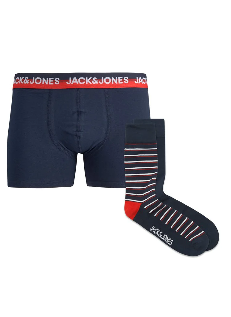 Jack & Jones heren sokken / boxers - Giftbox - Navy - Cadeauverpakking