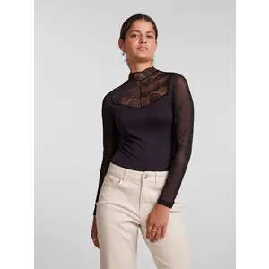 Pieces kanten body lange mouw- Naya Bodystocking - Kanten bodysuit lange mouwen maat XS zwart Pieces kanten body lange mouw- Naya Bodystocking - Kanten bodysuit lange mouwen maat XS zwart