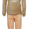 Cocodream velours meisjes pyjama - All you need is sleep - Beige