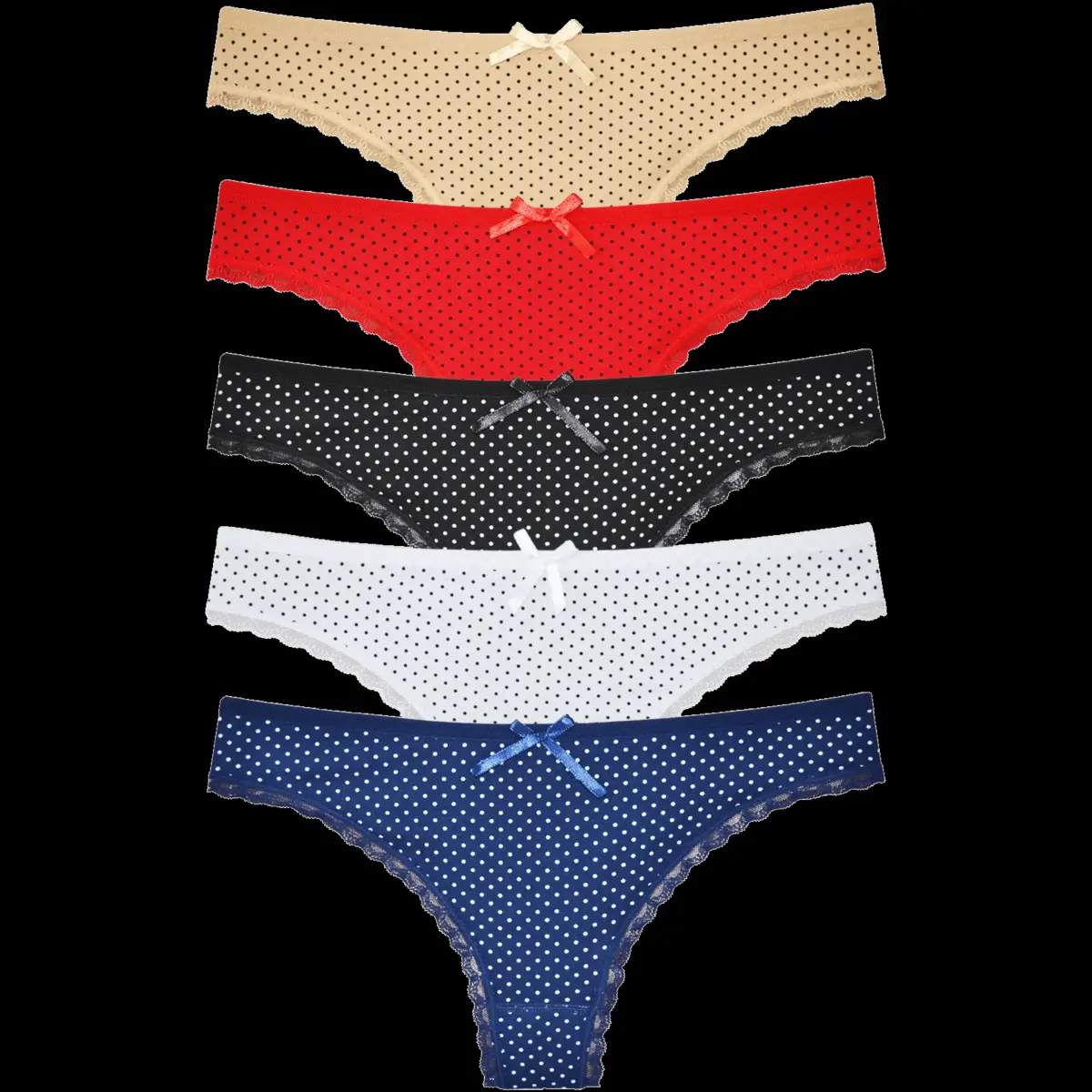 Fine woman 5-pack string Stippel - 806 - Multipack katoenen dames strings