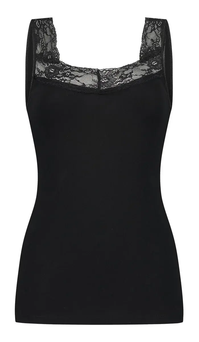 Ten Cate dames hemd kant / Singlet Lace - 32291 - Kanten vrouwen onderhemd - Brede bandjes - Biologisch katoen Ten Cate dames hemd kant / Singlet Lace - 32291 - Kanten vrouwen onderhemd - Brede bandjes - Biologisch katoen