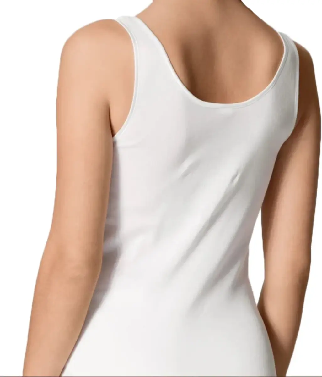 Ten Cate dames singlet / Hemd - 32286 - Biologisch katoenen onderhemd - Brede bandjes - Wit - Zwart - Huidskleur