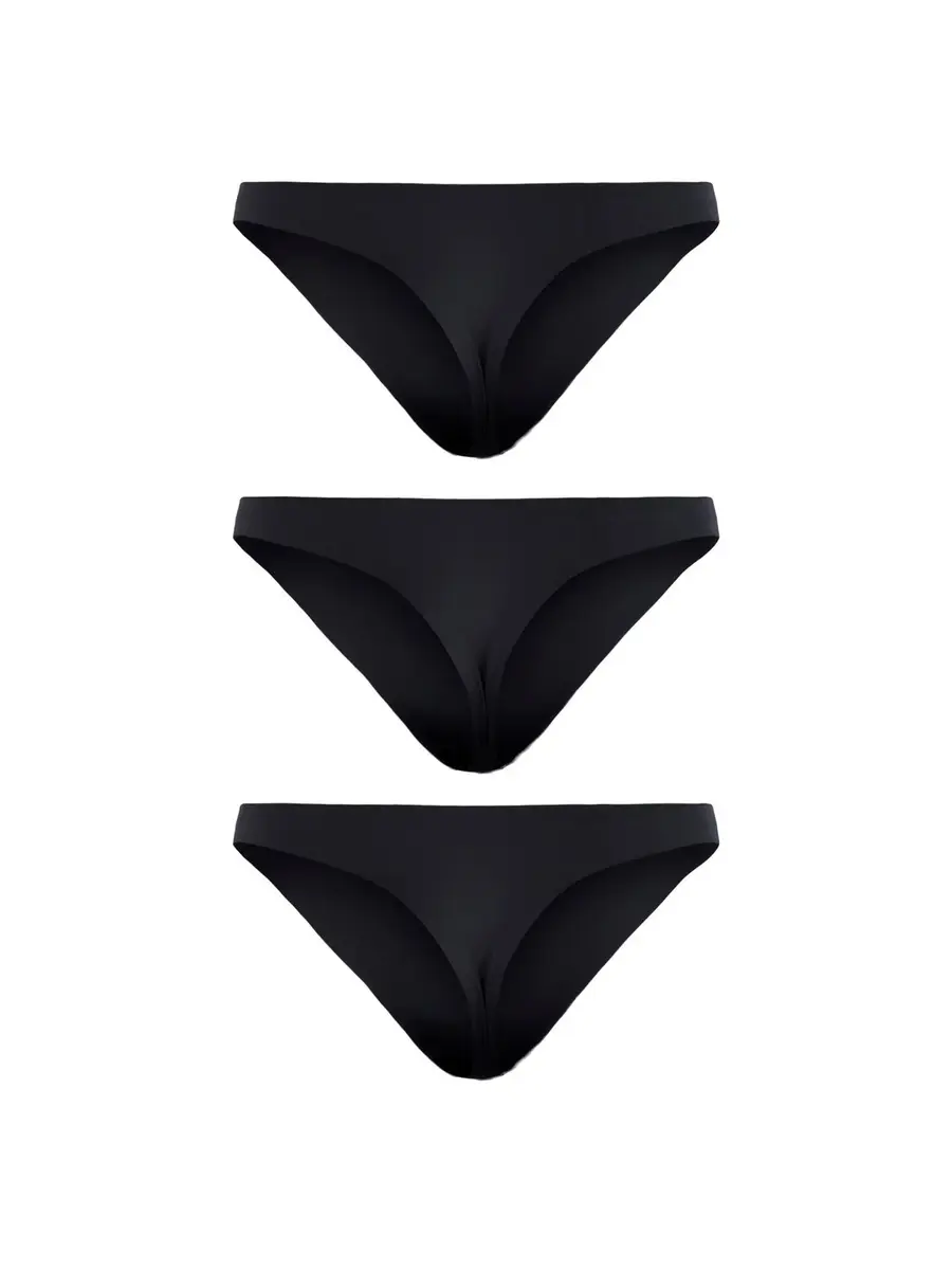 Pieces dames string - 3-pack - Naadloos- Seamless - Zwart en huidskleur Pieces dames string - 3-pack - Naadloos- Seamless - Zwart en huidskleur