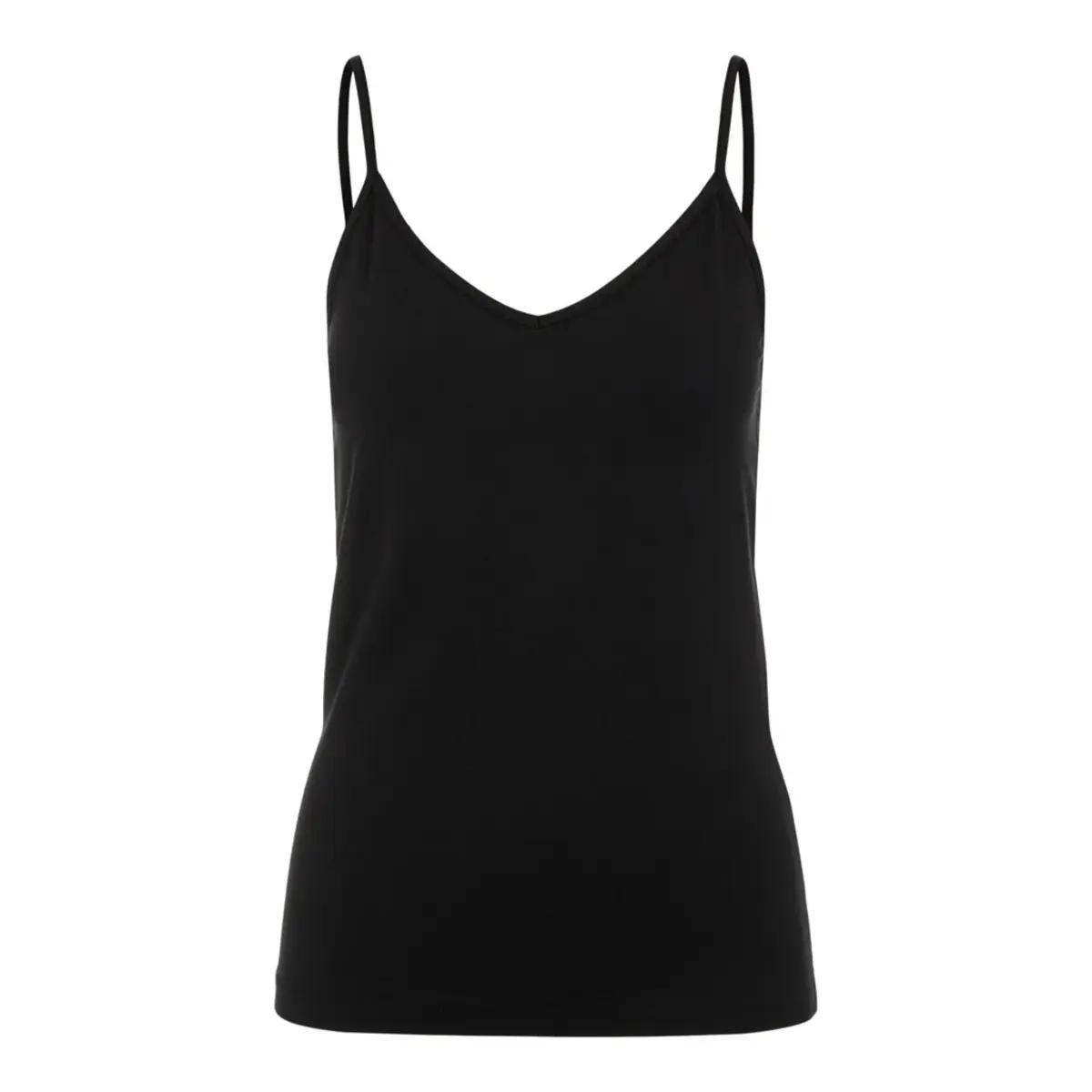 Pieces dames hemd - spaghetti bandjes - Irene - Katoenen onderhemd met smalle bandjes - Wit - Zwart Pieces dames hemd - spaghetti bandjes - Irene - Katoenen onderhemd met smalle bandjes - Wit - Zwart