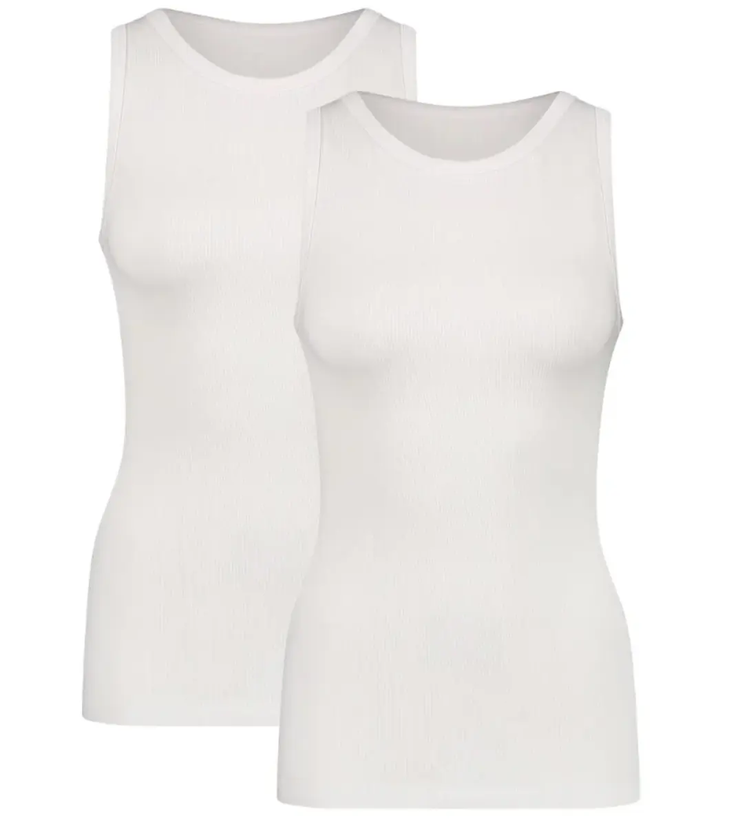 Bamboo Basics 2-pak Tank top dames - River - Bamboe Naadloos rib dames onderhemd - Hoge hals Bamboo Basics 2-pak Tank top dames - River - Bamboe Naadloos rib dames onderhemd - Hoge hals