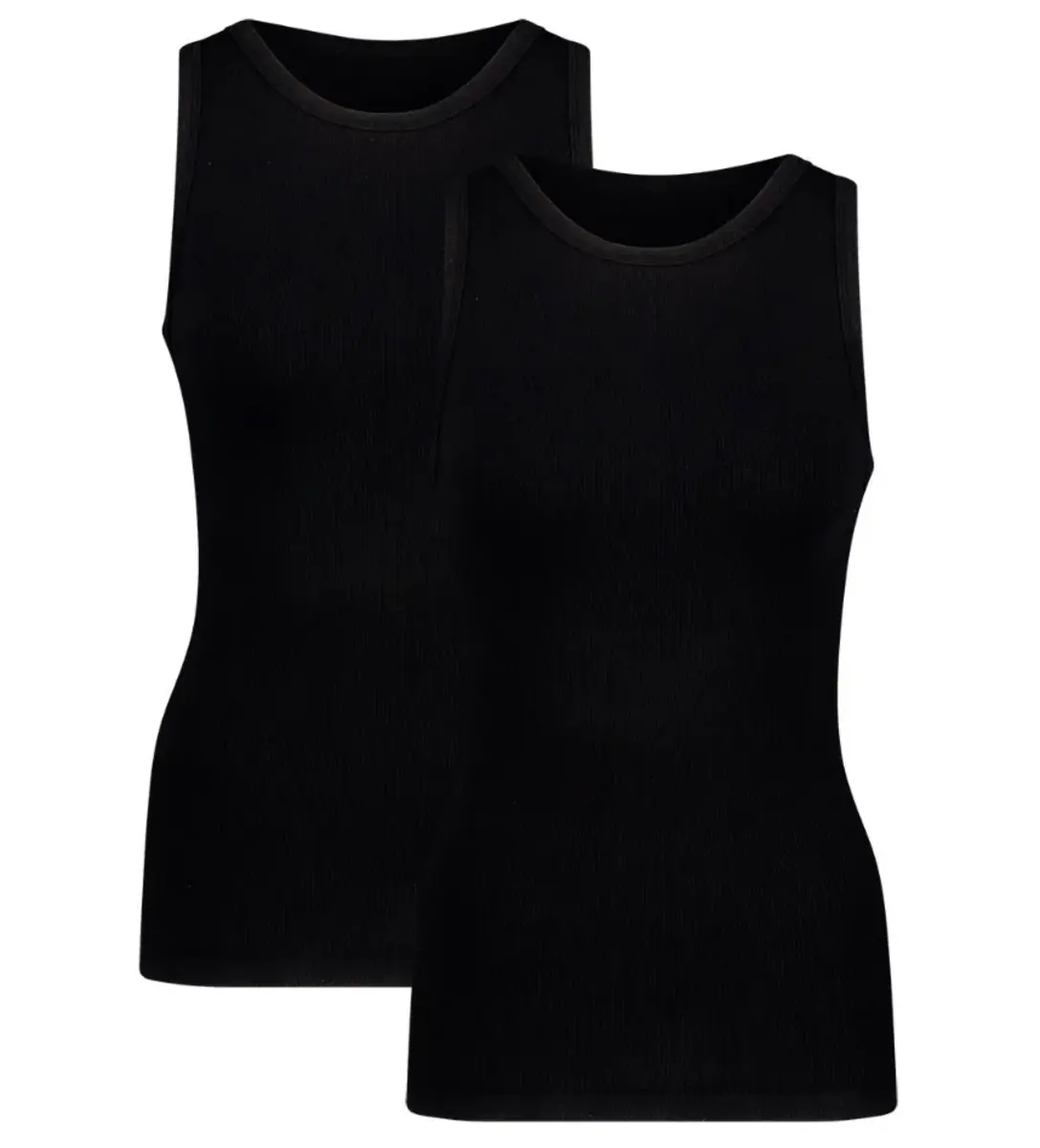 Bamboo Basics 2-pak Tank top dames - River - Bamboe Naadloos rib dames onderhemd - Hoge hals Bamboo Basics 2-pak Tank top dames - River - Bamboe Naadloos rib dames onderhemd - Hoge hals