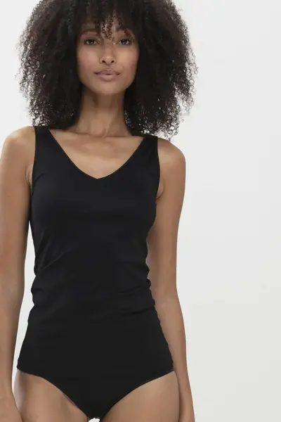 Mey Emotion dames hemd - 2 in 1 hemd - Luxe Viscose onderhemd met brede bandjes - Zwart
