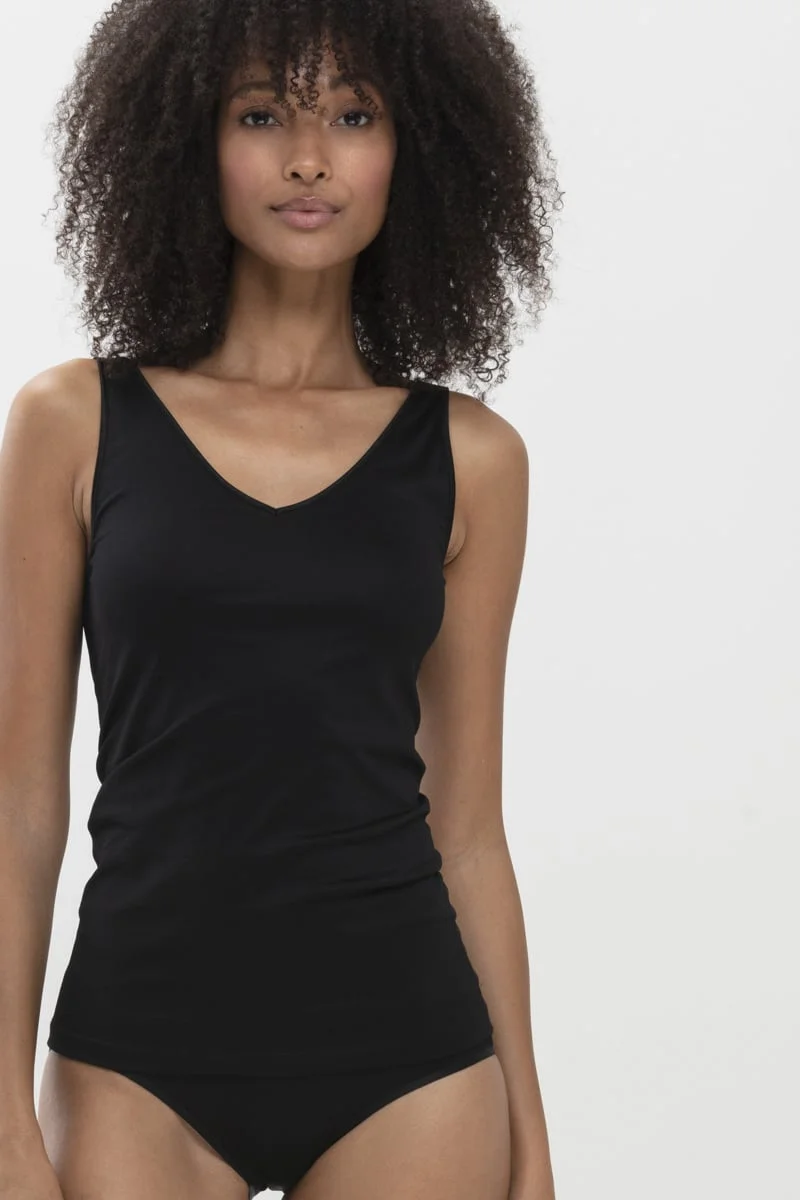 Mey Emotion dames hemd - 2 in 1 hemd - Luxe Viscose onderhemd met brede bandjes - Zwart