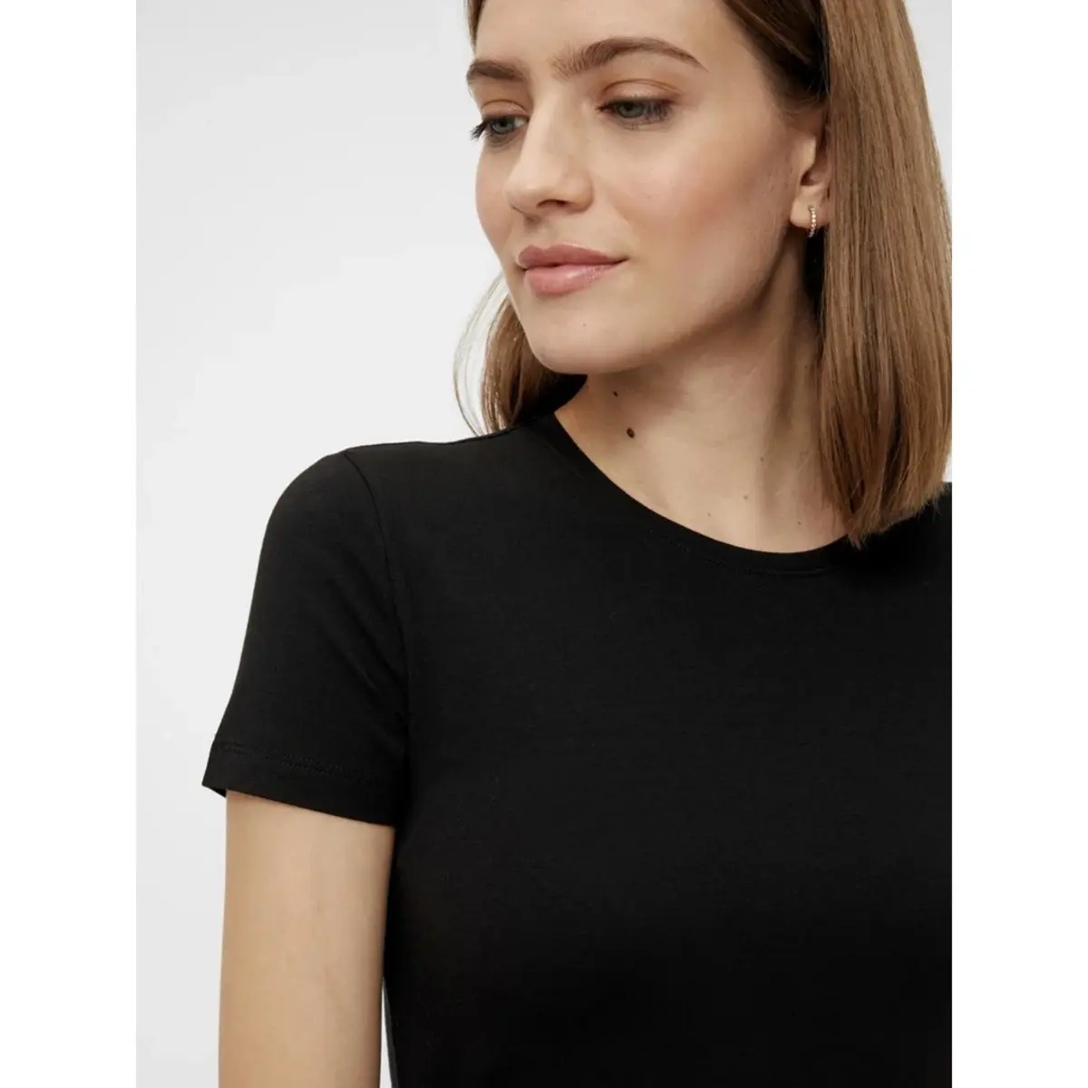 Pieces dames ondershirt korte mouw - T-shirt vrouwen katoen - Slim fit aansluitend