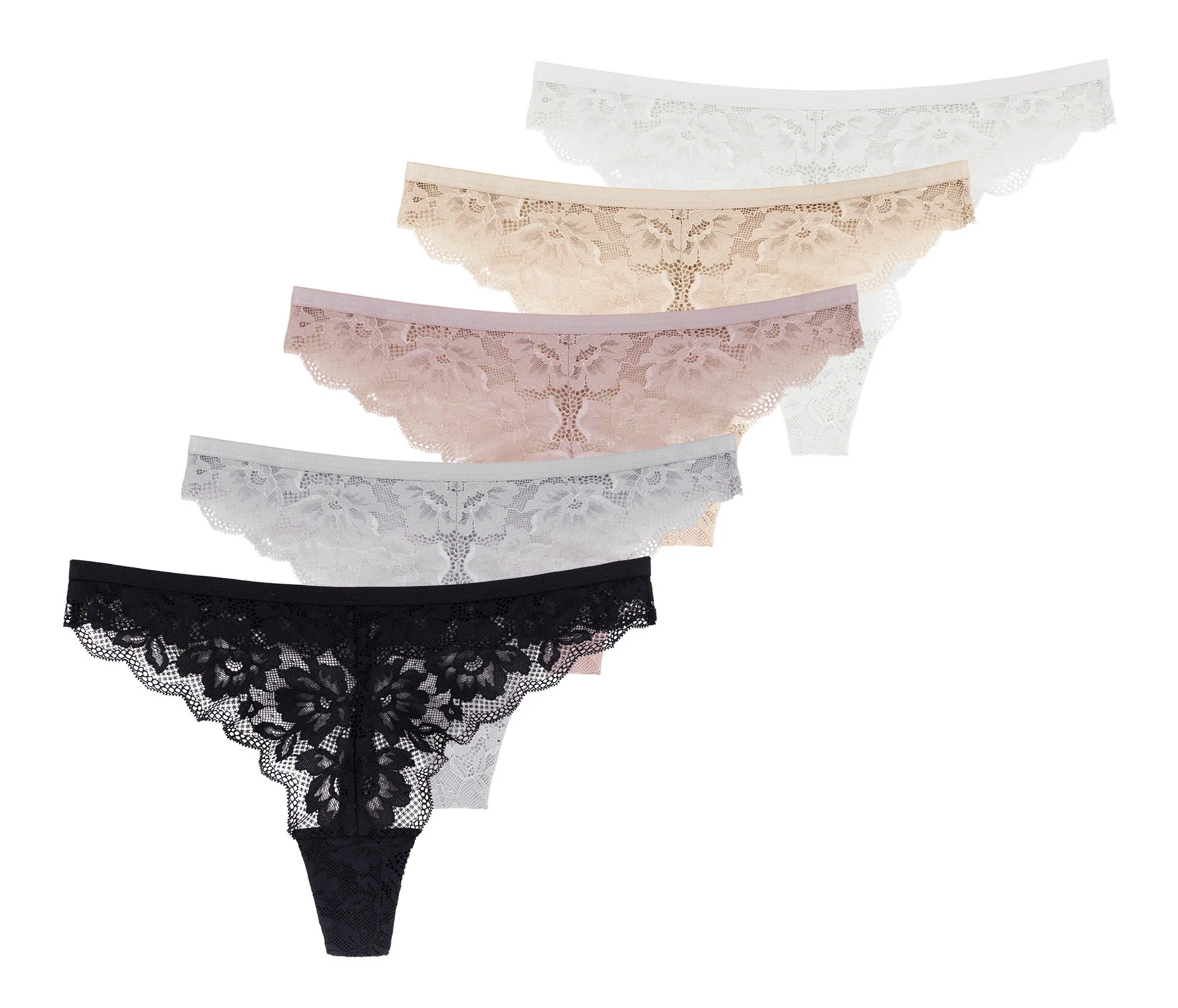 Dorina 5-pack strings dames kant - Thong - Myla - Multipack microfiber kanten strings