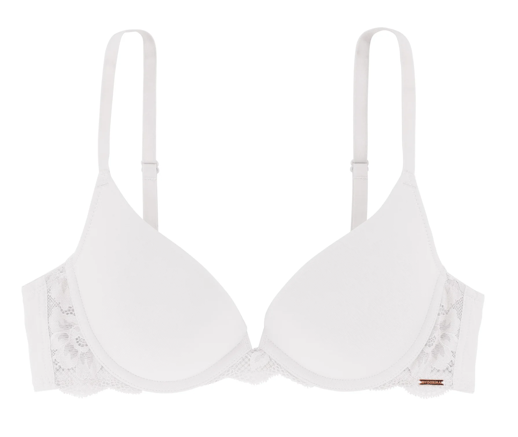 Dorina Push up / Plunge BH met beugel - Rosa - Kanten bh band - 3/4 cup - Decollete Bh