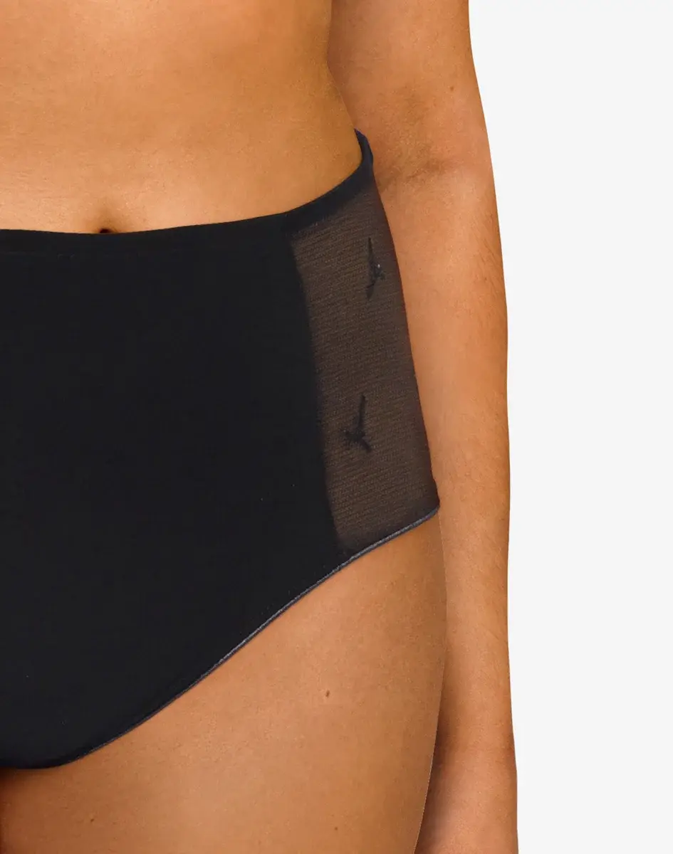 Chantelle naadloze taille slip Kant - Soft Strech - High waist brief - Zwarte kanten dames onderbroek - microfiber