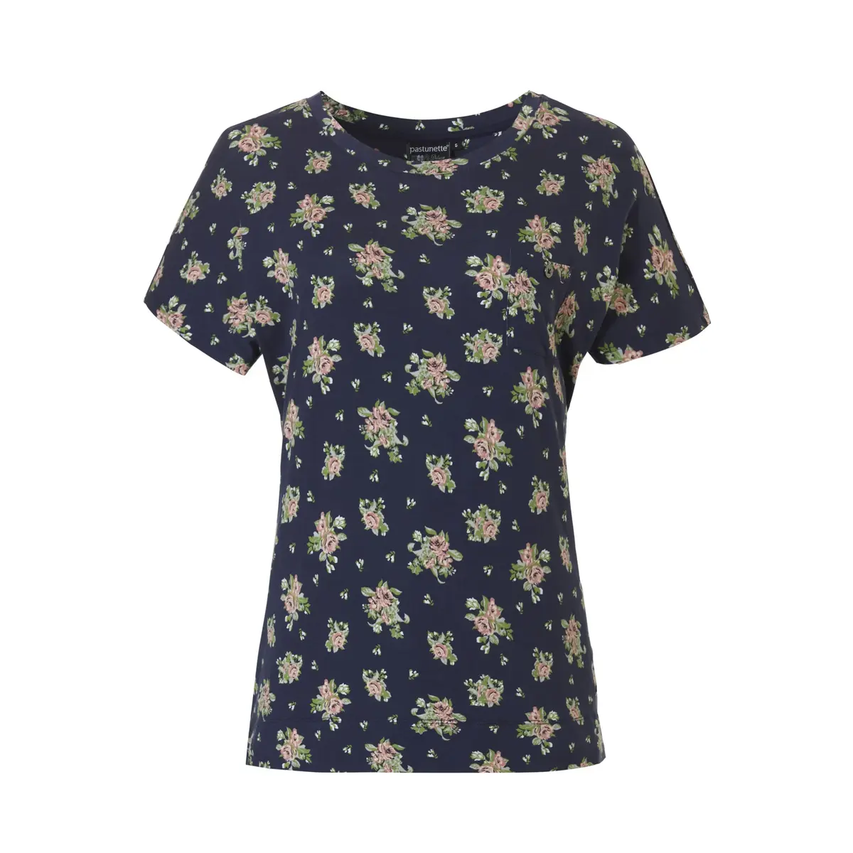 Pastunette pyjama top dames - Deluxe - NOS - Donkerblauw pyjama shirt korte mouw - Bloemen print Pastunette pyjama top dames - Deluxe - NOS - Donkerblauw pyjama shirt korte mouw - Bloemen print