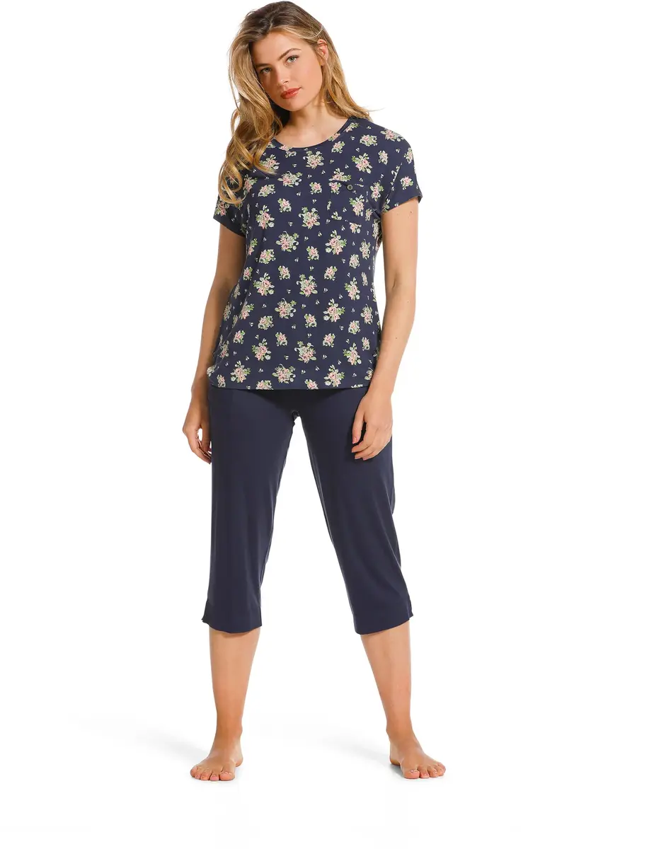 Pastunette capri pyjamabroek dames 3/4 broek - Donkerblauw - Viscose Pastunette capri pyjamabroek dames 3/4 broek - Donkerblauw - Viscose