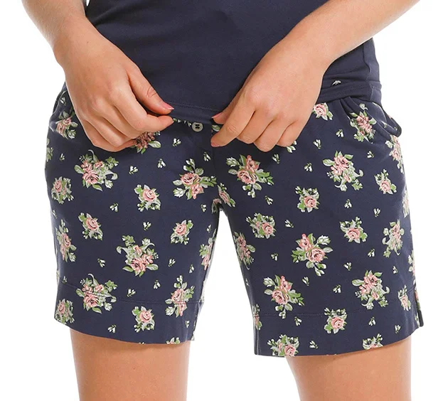 Pastunette pyjama short dames kort - Blue Flower - Korte pyjamabroek katoen