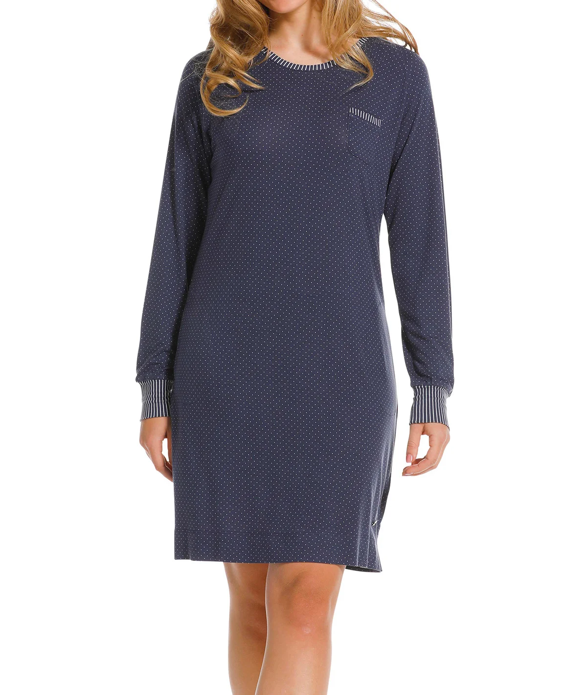 Pastunette dames nachthemd NOS - Dark Blue - Viscose - Donkerblauw - Lange mouw