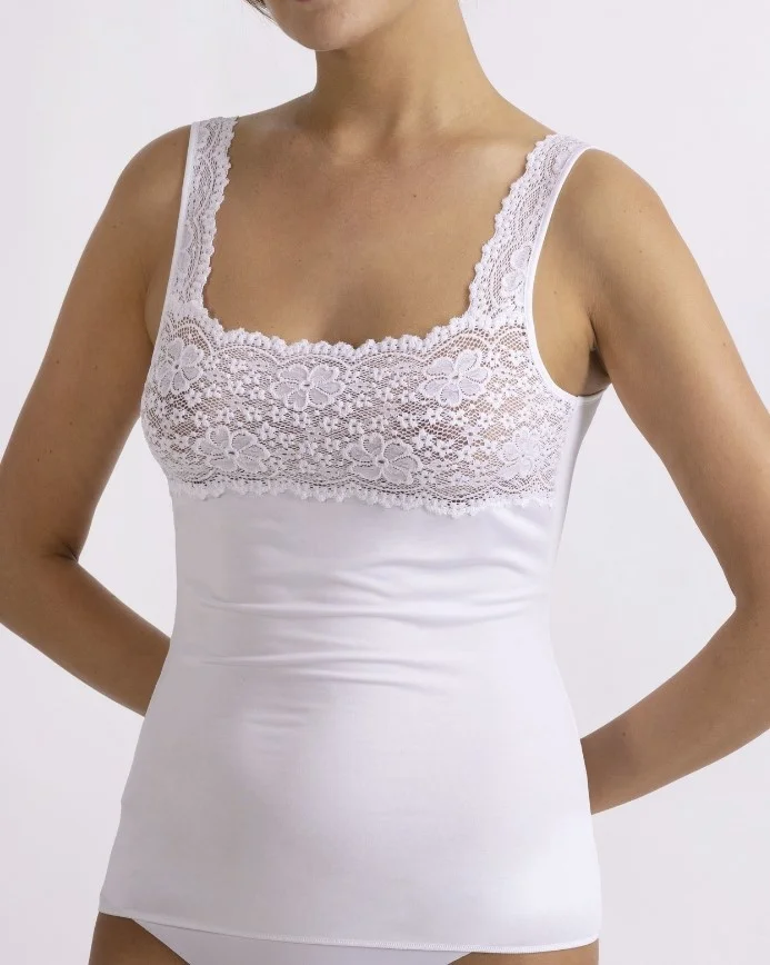 Nina von C dames hemd kant - Modal onderhemd vrouwen - Luxe Singlet met kant