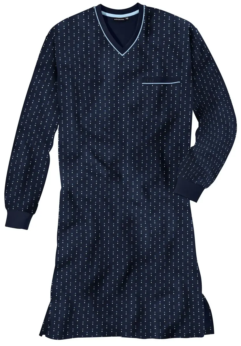 Gotzburg heren nachthemd lange mouw - 100% katoen - Gestippeld Gotzburg heren nachthemd lange mouw - 100% katoen - Gestippeld