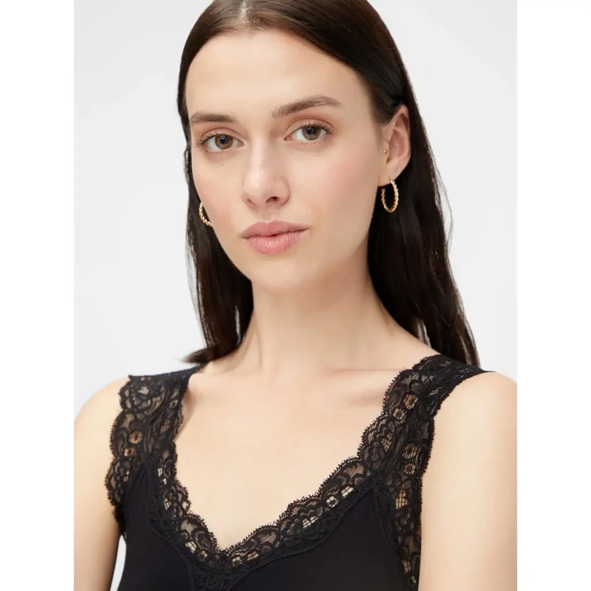 Pieces 2-Pack dames hemd kant - Lace Top - Barbera - Maat XS zwart