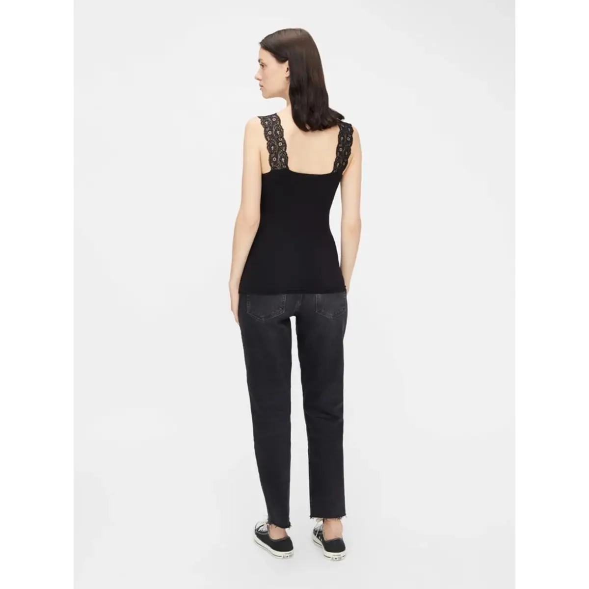 Pieces 2-Pack dames hemd kant - Lace Top - Barbera - Maat XS zwart