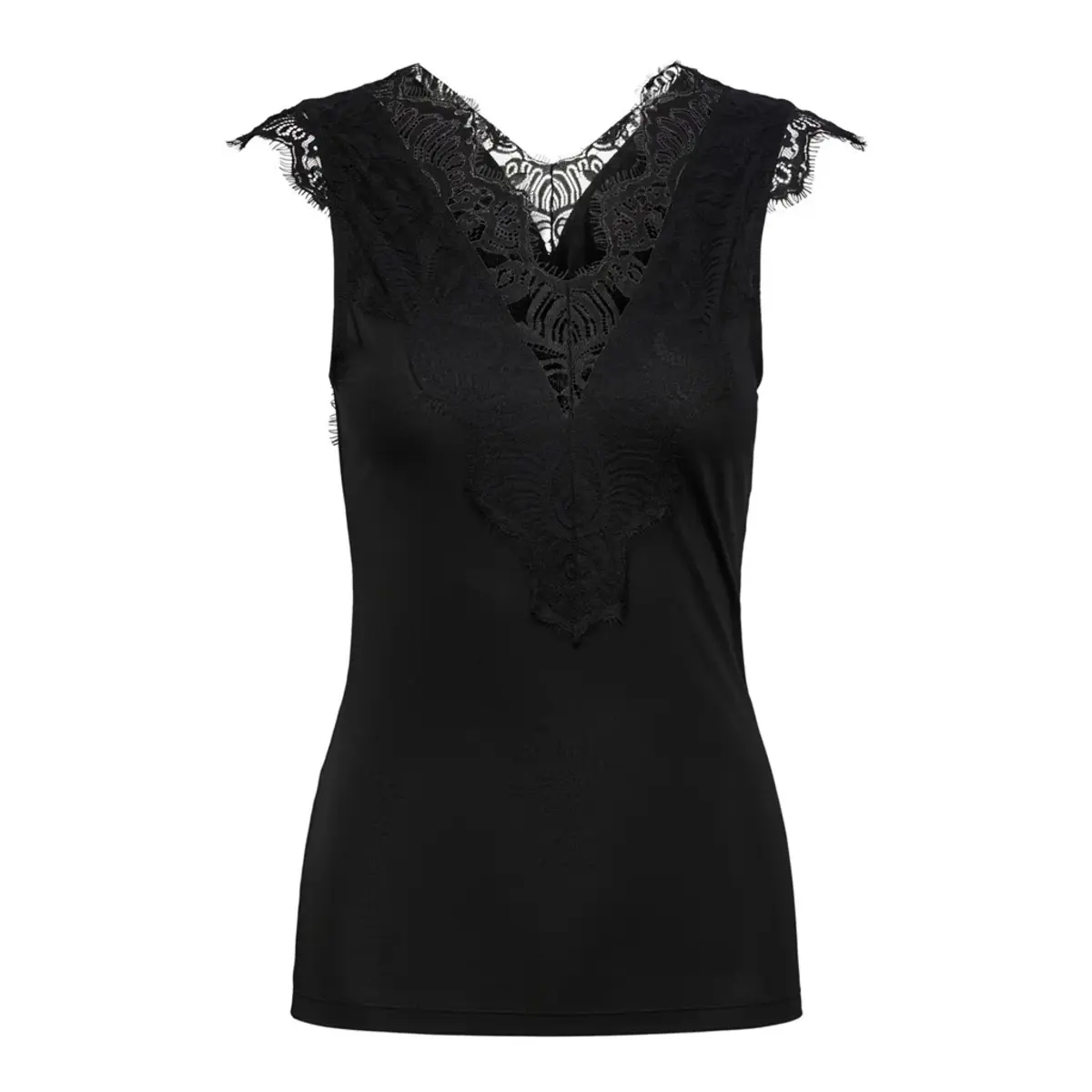 Pieces dames hemd kant - Lace top Ilu - Zwart Kanten dames onderhemd - Kanten schouderbandjes Pieces dames hemd kant - Lace top Ilu - Zwart Kanten dames onderhemd - Kanten schouderbandjes