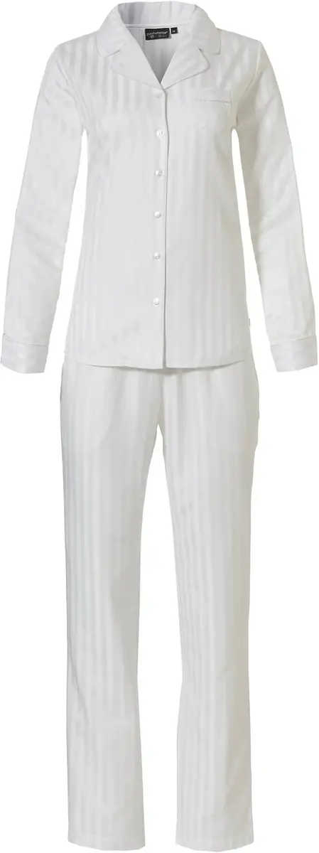 Pastunette Deluxe dames pyjama satijn - Snow - Dames nachtkleding lange mouw - satijnen pyjama dames