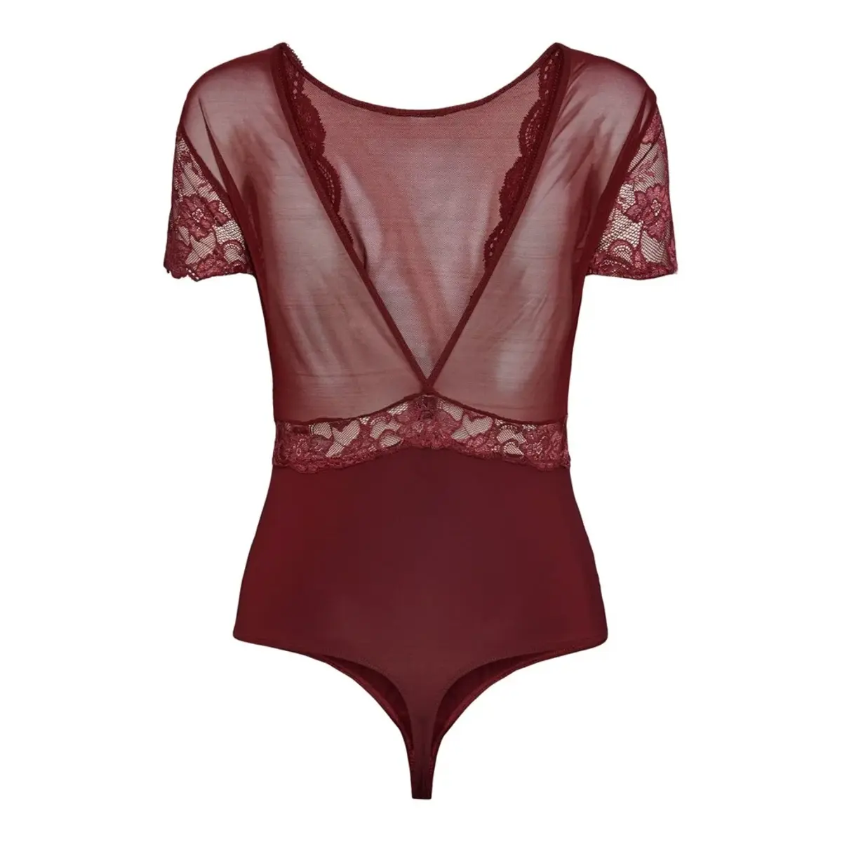 Pieces kanten body - Sicca Bodystocking - Kanten bordeaux bodysuit korte mouw Pieces kanten body - Sicca Bodystocking - Kanten bordeaux bodysuit korte mouw