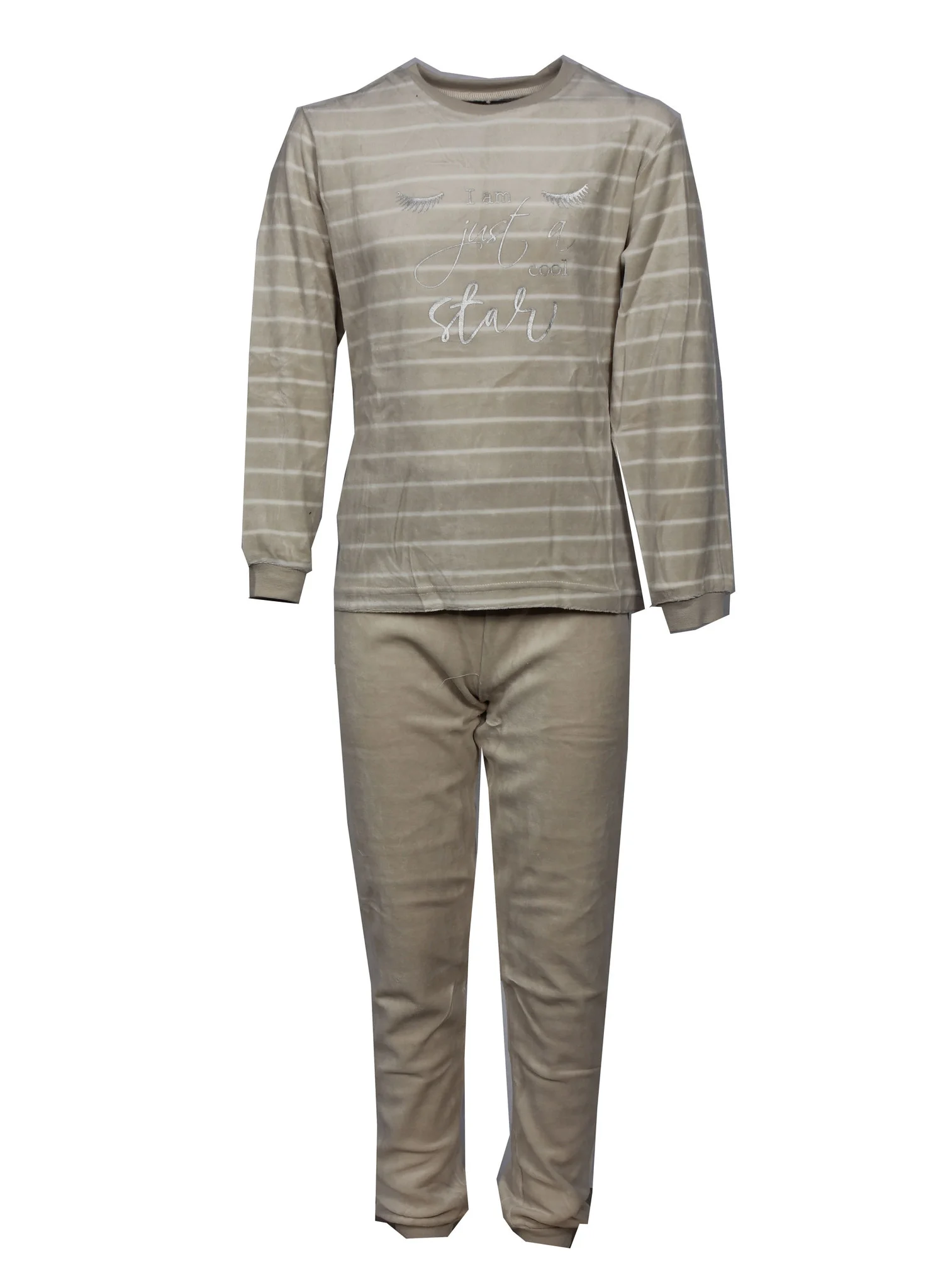 Cocodream velours meisjes pyjama - Cool Star - Creme