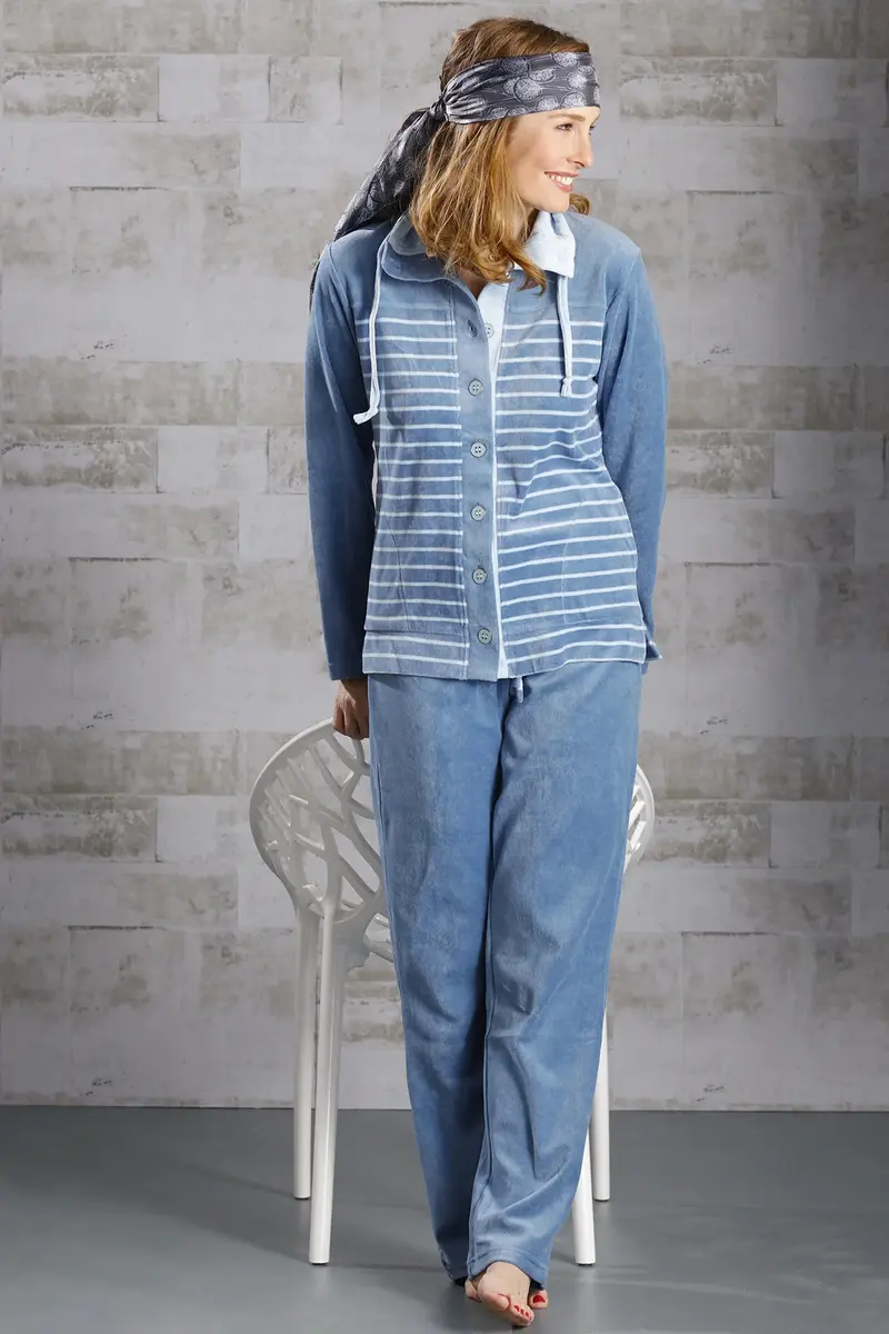 Pastunette velours huispak - Cadat Blue - Nos - Warm winter pyjama pak dames Pastunette velours huispak - Cadat Blue - Nos - Warm winter pyjama pak dames