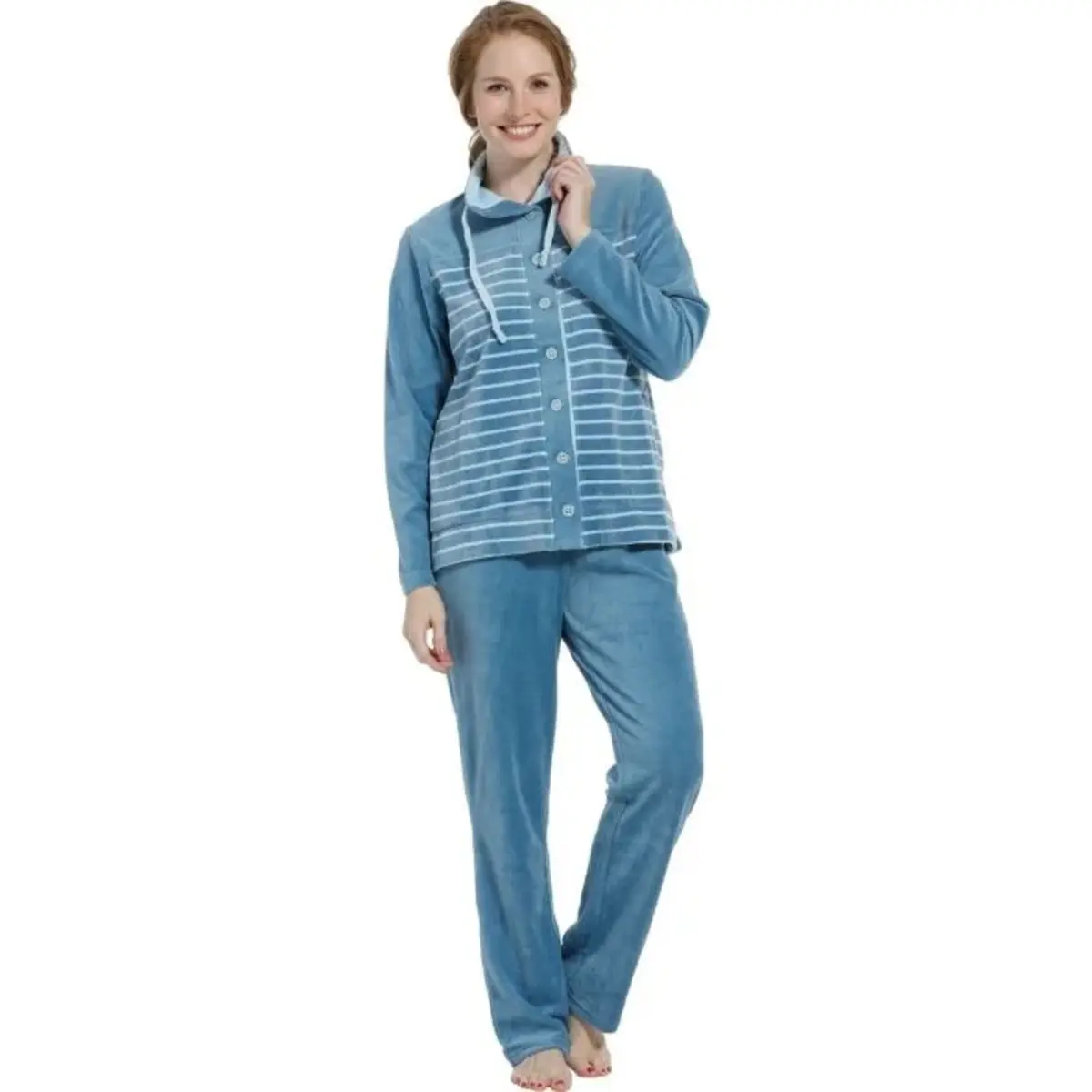 Pastunette velours huispak - Cadat Blue - Nos - Warm winter pyjama pak dames Pastunette velours huispak - Cadat Blue - Nos - Warm winter pyjama pak dames