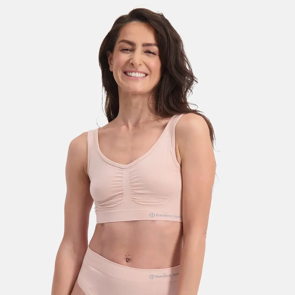 Bamboo Basics 2-pak naadloze BH's - Nova - Bamboe bustier Bh tops - Zwart - Huidskleur