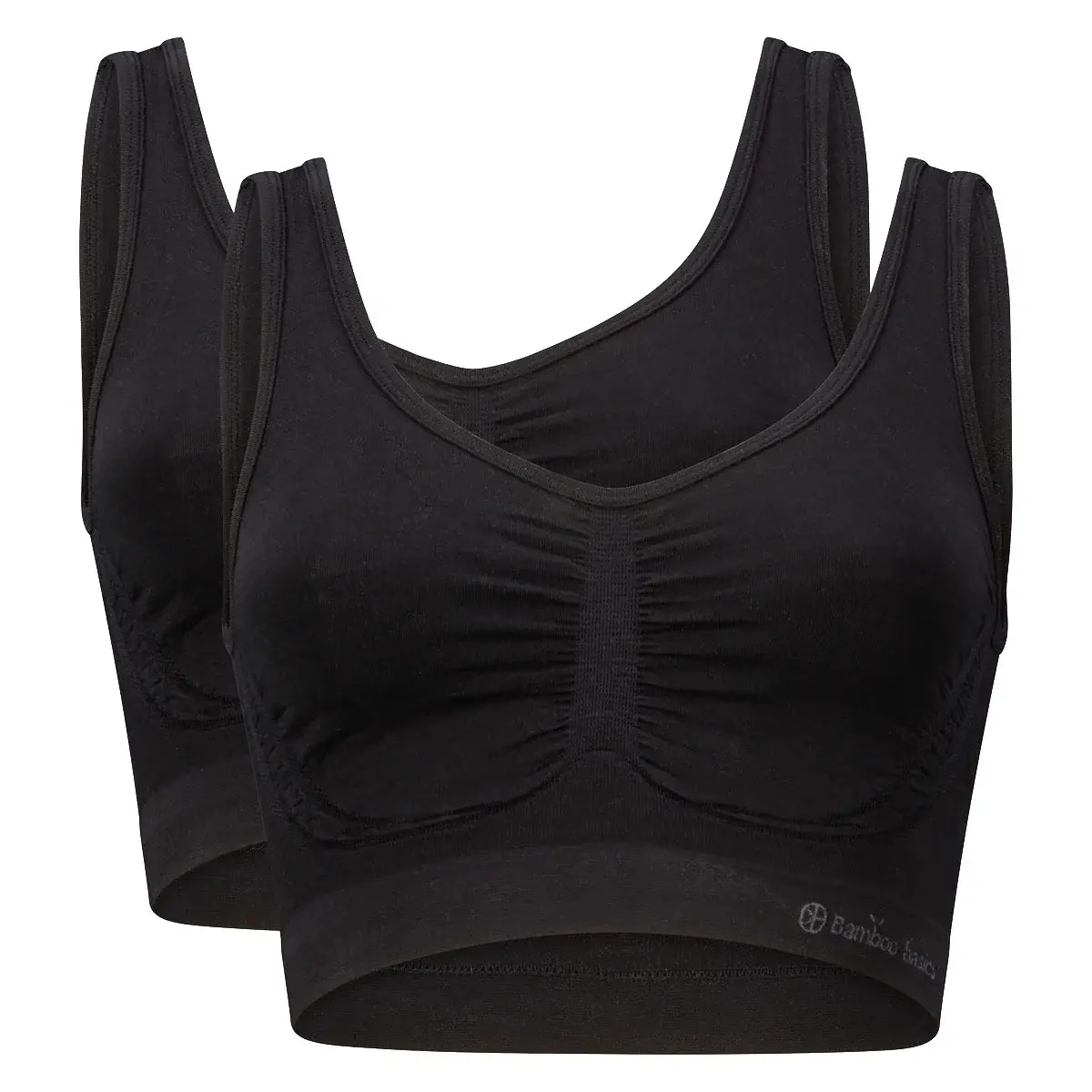 Bamboo Basics 2-pak naadloze BH's - Nova - Bamboe bustier Bh tops - Zwart - Huidskleur