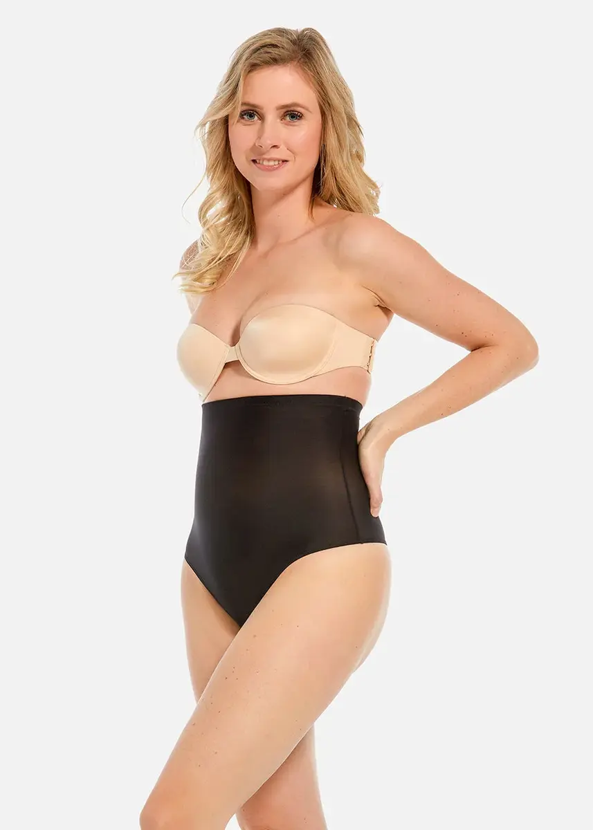 Magic corrigerende string hoog - Hi Waist Thong - Hoge correctie shapewear string - Huidskleur - zwart Magic corrigerende string hoog - Hi Waist Thong - Hoge correctie shapewear string - Huidskleur - zwart