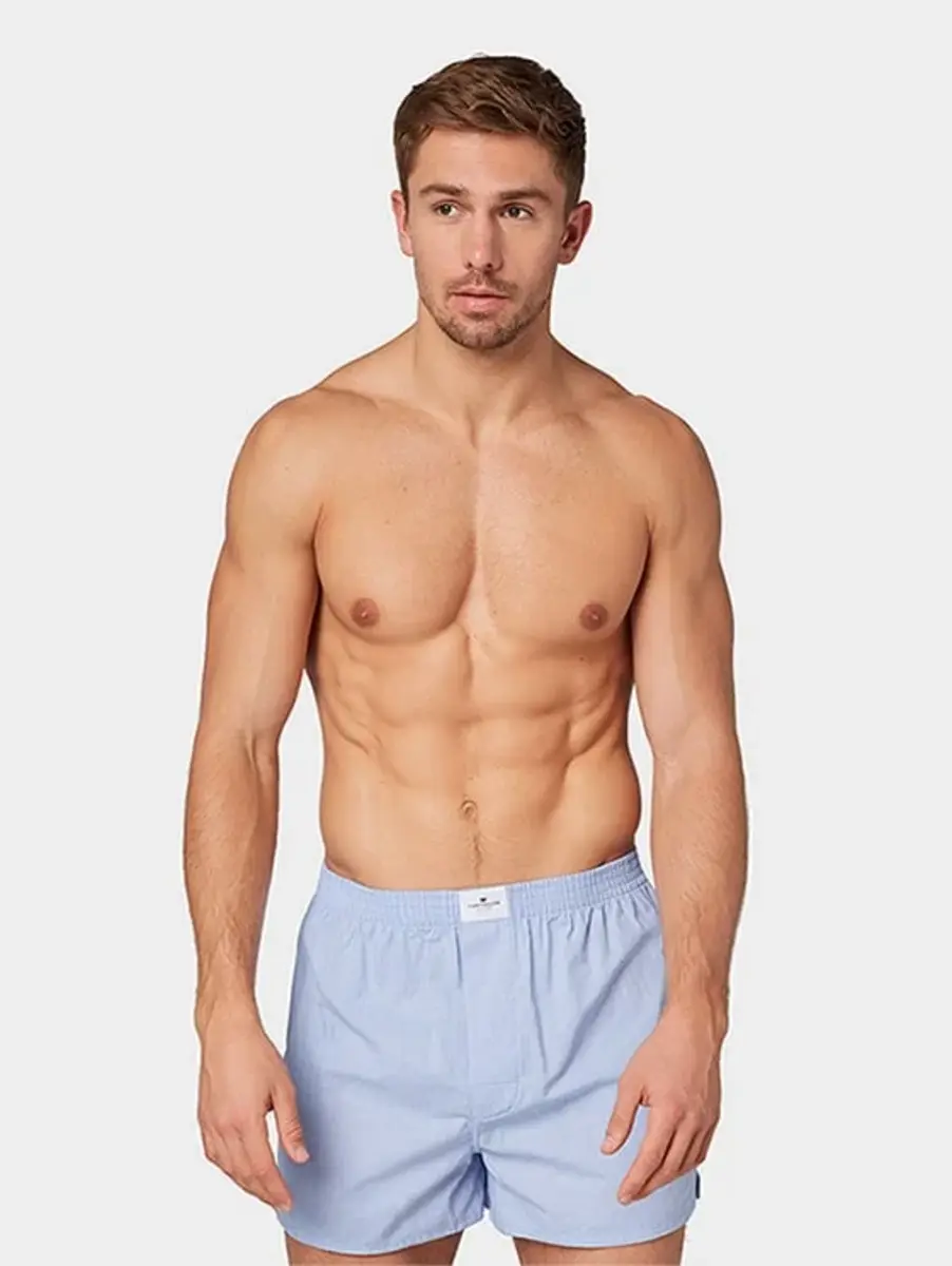 Tom Tailor 2-pak - wijde boxershorts - Dakota - 100% katoenen lichtblauwe losse heren boxershorts