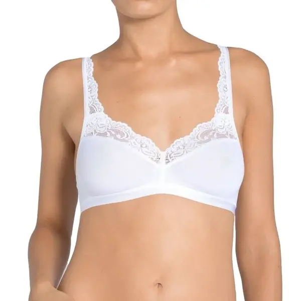 Sloggi Romance Soft Bra BH zonder beugel - Zonder vulling en niet voorgevormde kanten Bh - Zwart - Wit Sloggi Romance Soft Bra BH zonder beugel - Zonder vulling en niet voorgevormde kanten Bh - Zwart - Wit