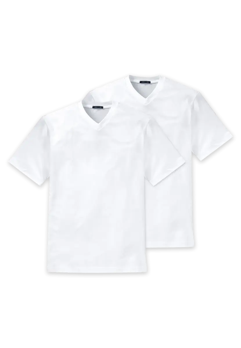 Schiesser 2-pack heren American T-Shirts v-hals - Wijde heren ondershirts - Stevige katoenen kwaliteit - 100% katoen wit Schiesser 2-pack heren American T-Shirts v-hals - Wijde heren ondershirts - Stevige katoenen kwaliteit - 100% katoen wit