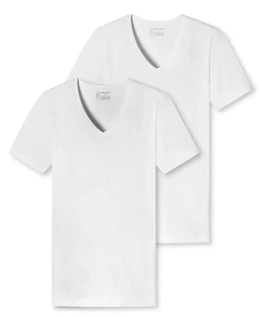Schiesser 2-Pack T-Shirts heren V-hals - 95/5  - Biologisch katoen