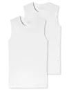 Schiesser 2-Pack mouwloos shirt  - 95/5  - Biologisch katoen - Witte mouwloze shirts zonder mouwen met ronde hals