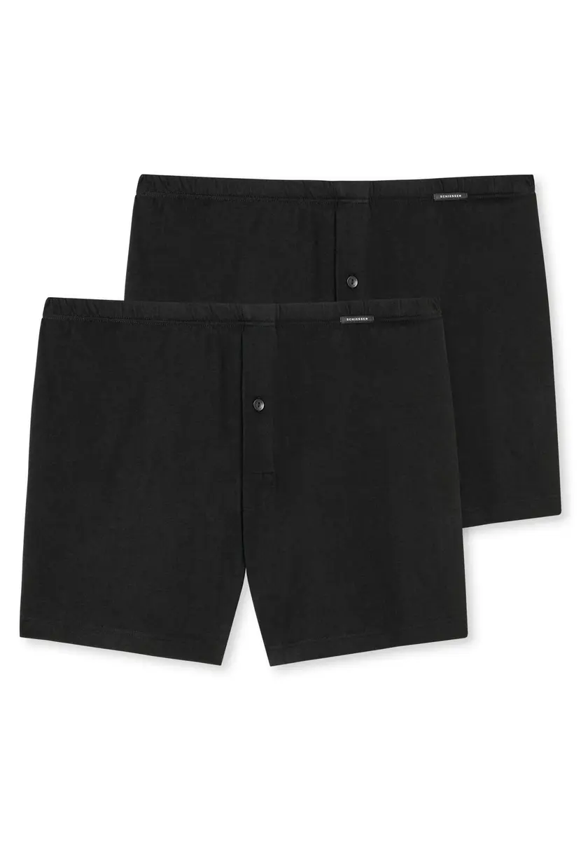 Schiesser 2-Pack heren wijde boxershort - Selected - 100% katoenen losse boxershort met sluiting