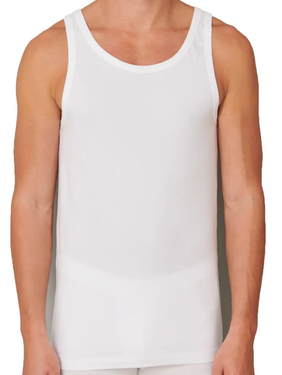 Schiesser 2-Packheren hemden 95/5 - Witte en zwarte Biologisch katoenen mannen onderhemden Schiesser 2-Packheren hemden 95/5 - Witte en zwarte Biologisch katoenen mannen onderhemden