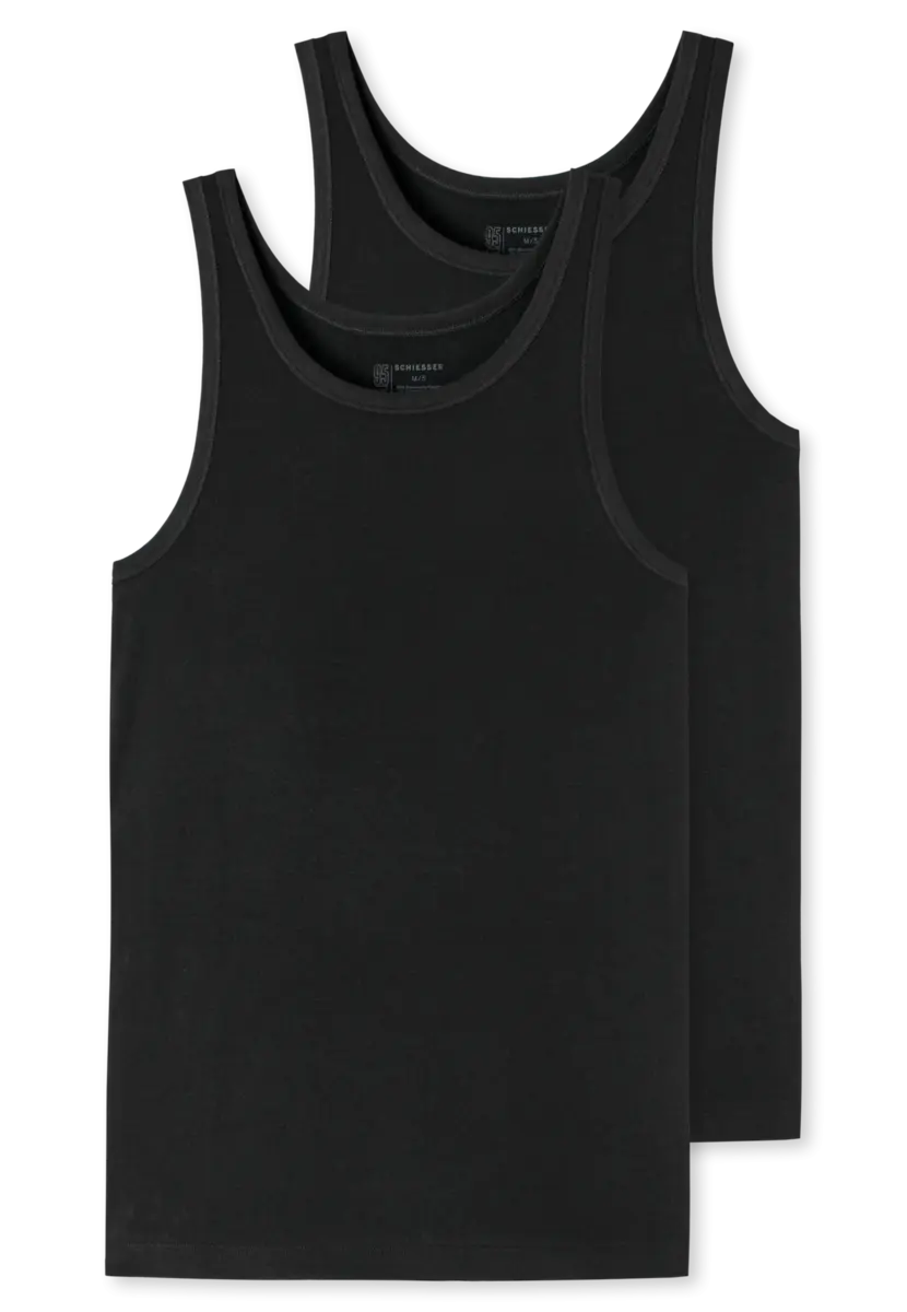 Schiesser 2-Packheren hemden 95/5 - Witte en zwarte Biologisch katoenen mannen onderhemden