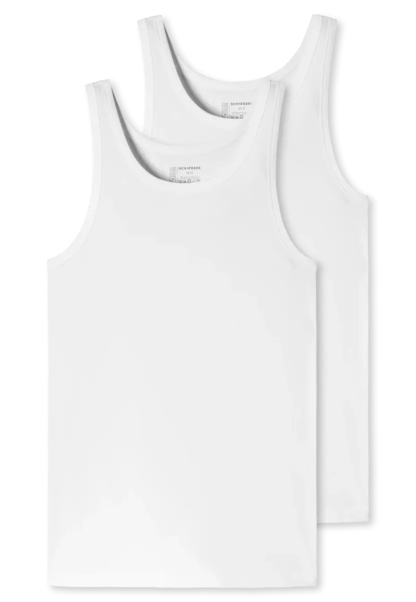 Schiesser 2-Packheren hemden 95/5 - Witte en zwarte Biologisch katoenen mannen onderhemden Schiesser 2-Packheren hemden 95/5 - Witte en zwarte Biologisch katoenen mannen onderhemden