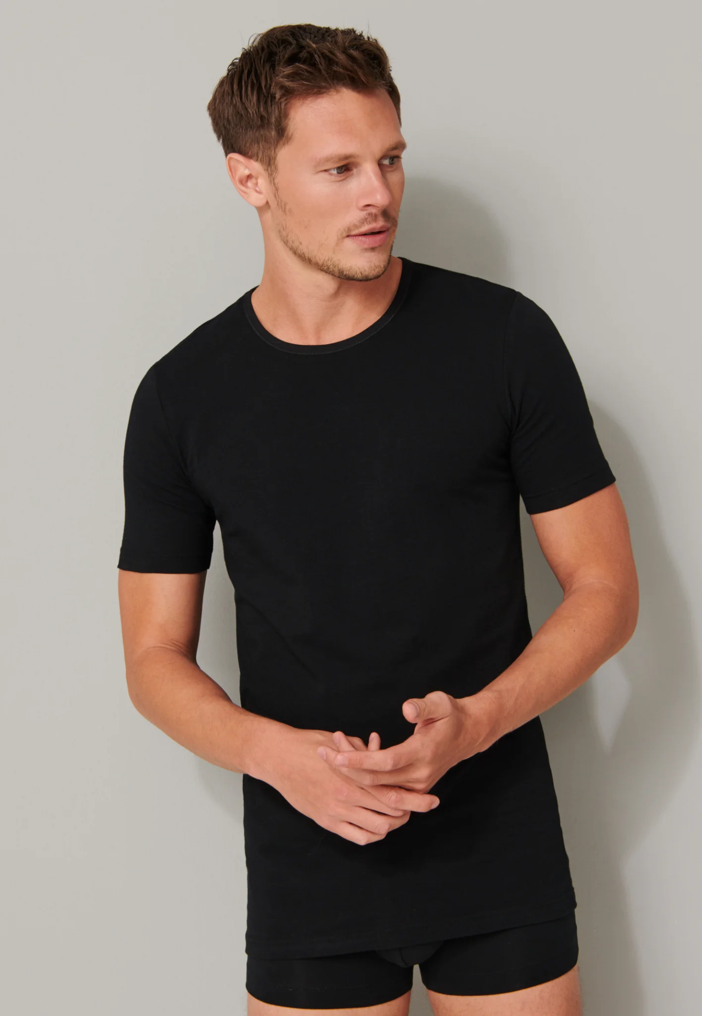 Schiesser 2-Pack heren T-Shirts - 95/5 - Biologisch katoen - Mannen ondershirt korte mouwen - Ronde hals